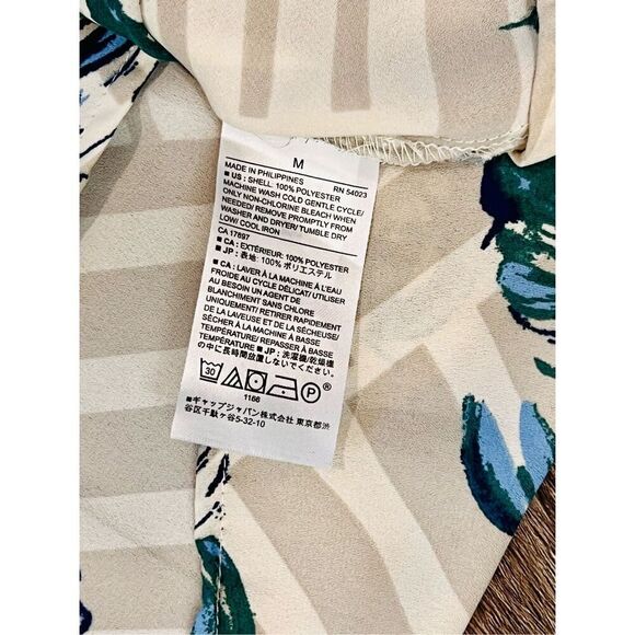 Banana Republic Blue Cream Lattice Floral Print Collar Classic Fit Blouse MEDIUM - Picture 8 of 9